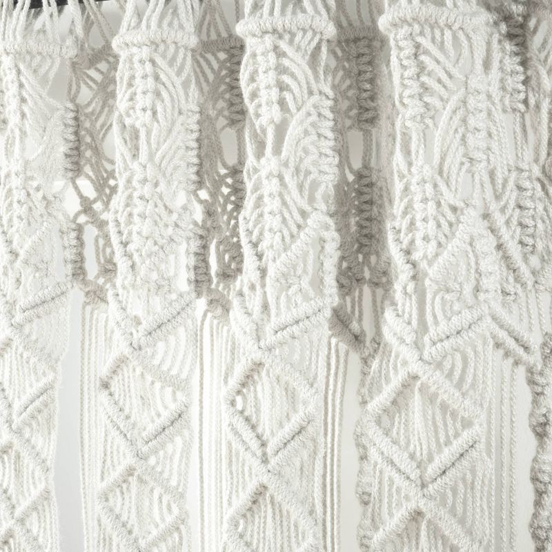 1pc 40&#34;x84&#34; Light Filtering Boho Macrame Textured Indoor/Outdoor Curtain Panel White - Lush D&#233;cor, 4 of 7