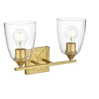 Elegant Lighting Harris 2 light Brass and Clear Bath Sconce
