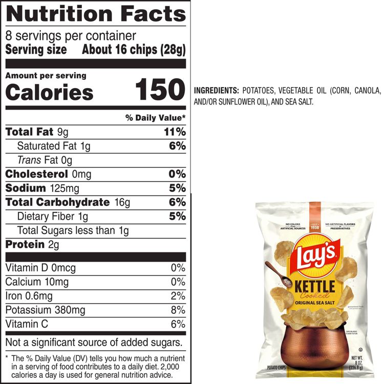 Lay's Kettle Cooked Original Potato Chips - 8oz, 3 of 5