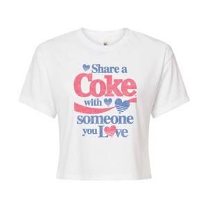 Women's - Coca-Cola - Share a Coke Hearts Cropped Graphic T-Shirt - 1 of 4