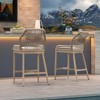 PURPLE LEAF Patio Sunbrella Bar Stools Set of 2 Handwoven Wicker Bar Height Stool Modern Aluminum Outdoor Wicker Barstools with Back and Cushion - 4 of 4