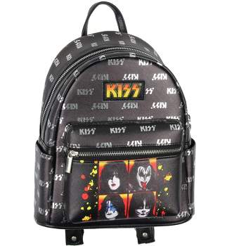 KISS Starchild Demon Spaceman Catman 70s Rock Band Toss Print Mini Backpack Black