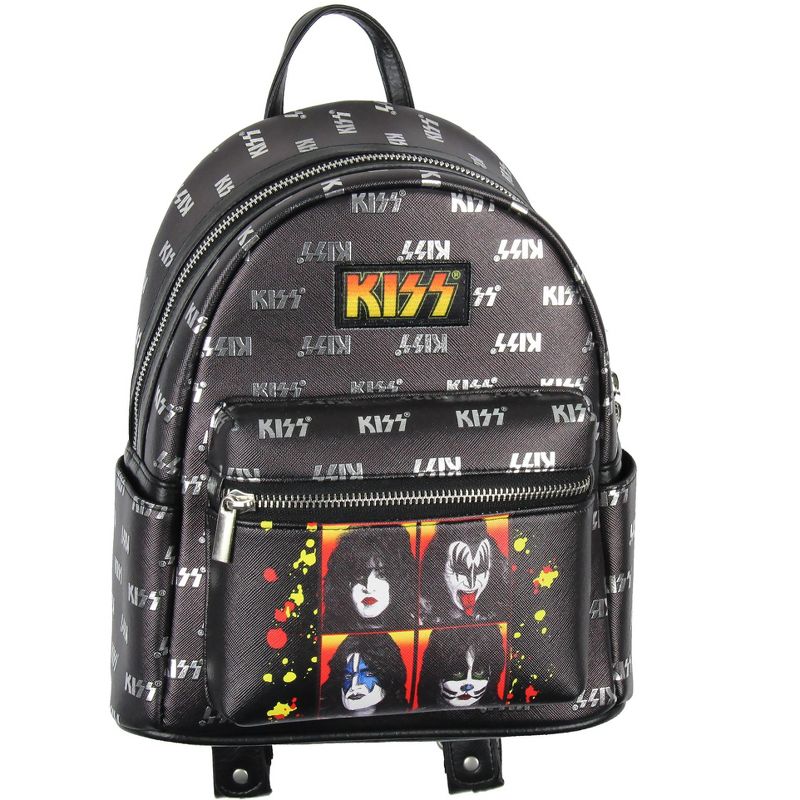 KISS Starchild Demon Spaceman Catman 70s Rock Band Toss Print Mini Backpack Black, 1 of 9