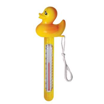 Swim Central 8.5" Yellow Duck Floating Swimming Pool Thermometer with Cord