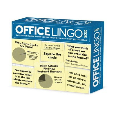 Willow Creek Press Office Lingo 2025 Box Calendar: Daily Desktop Planner, 5x6", Blue, Paper, Glue Binding, All Ages
