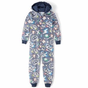 The Children's Place Boys Glow In The Dark Long Sleeve Graffiti One Piece Pajamas - 1 of 4