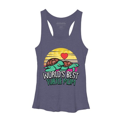 Women's Design By Humans World's Best Turtle Mom Retro Stripes By animalshop Racerback Tank Top