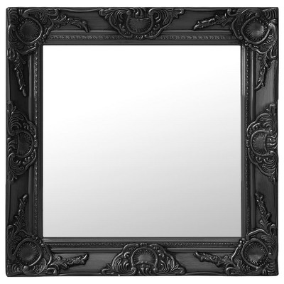 Aghana Digitals 19.7x19.7 in Black Baroque Style Square Wall Mirror with Ornate Frame - Indoor