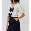 Women's Carolina Bow Front V-Neck Puff Short-Sleeve Top - lalavon - 3 of 4