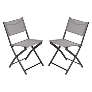Emma and Oliver Set of 2 Folding Chairs for Indoor/Outdoor Use with Flex Comfort Material and Steel Frames - 1 of 4
