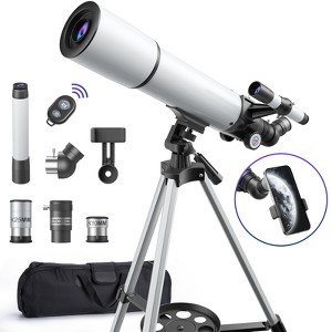 SUGIFT Telescope, 80mm Aperture 500mm Portable Refractor Telescopes for Astronomy Beginners with Phone Adapter & Carry Bag - 1 of 4