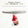 Spode Figural Santa Cake Plate - 11" Dolomite Dessert Stand with Black & White Checkered Border & Christmas Tree Motif - Festive Holiday Serveware - 3 of 4
