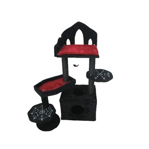 Racxily Gothic Cat Tree 44.5 inch Black Cats Tower, with Cat Bed, Cat Condo, Scratching Posts Spider Halloween - 1 of 4