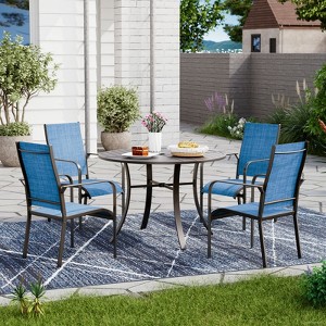 EROMMY 5 Piece Patio Dining Set, Outdoor Dining Table And Chairs Set For 4, 4 Textilene Chairs, 1 Iron Round Table With Adjustable Umbrella Hole - 1 of 4