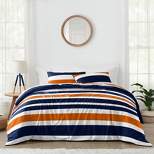 Navy & Orange Stripe Comforter Set (Full/Queen) - Sweet Jojo Designs
