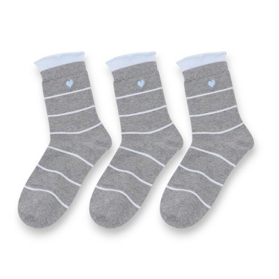 Anna-Kaci 3-Pack Women's Cotton Crew Socks with Embroidered Bows and Cute Style