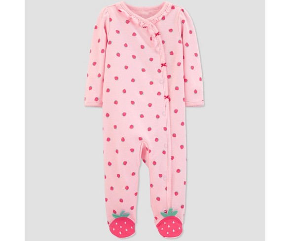Baby Girls' Strawberry Print Sleep 'N Play One Piece Pajama - Just One You&#174; made by carter's Pink Newborn