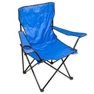 Lexi Home Blue Folding Chair with Cup Holder and Carry Bag - 1 of 4