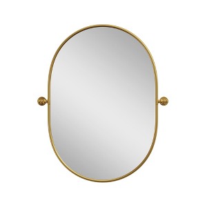 PexFix 23 in. W x 31 in. H Oval Metal Framed Pivoted Bathroom Wall Vanity Mirror in Gold - 1 of 4