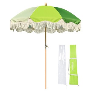LAGarden 6Ft Fringe Patio Umbrella with Tassels & Carry Bag - 1 of 4