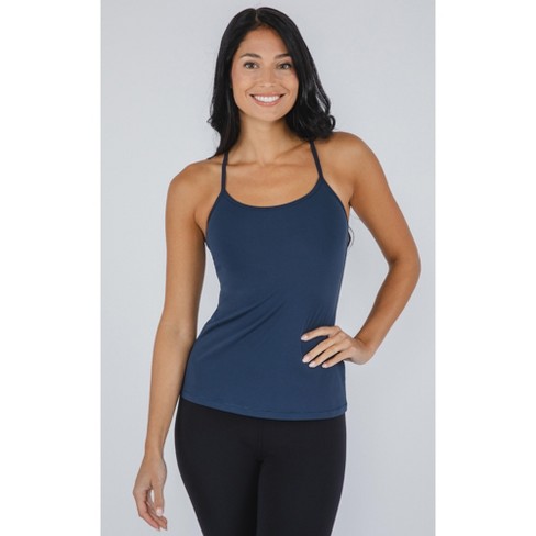 Yogalicious Womens Nude Tech Polygiene Emma Tank Top With High Support Built-in  Bra - Celestial Navy - X Small : Target
