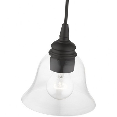 Black Hand-Blown Glass 1-Light Pendant for Indoor/Outdoor Use