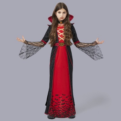 Joyfy Girls‘ Halloween Royal Vampire Queen Costume – Gothic Victorian Halloween Dress Set Rule the Night in Dark Elegance!