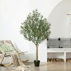 DR.Planzen 5-8FT Lush Artificial Olive Tree - UV Resistant Fake Plant with Black Fruits in 7x8" Black Pot for Indoor/Outdoor House & Floor Decor - 2 of 4