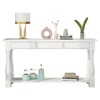 FCH Extended 2-tier Table with Three Drawers and Curved Legs Density Board 163*38.1*86.4cm Vintage White Entryway Table - 2 of 4