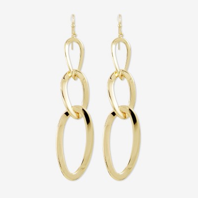 Sanctuary Project Statement Flat Chain Drop Earrings Gold