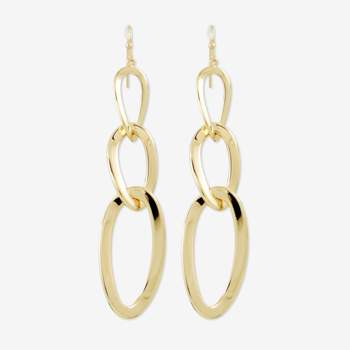sanctuaire Statement Flat Chain Drop Earrings Gold