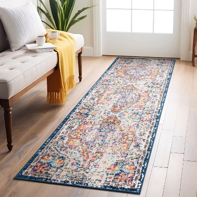 Multi-Color Distressed Bohemian Medallion Runner Rug 2'7" x 8'