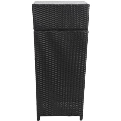 Mazeli Black Wicker Outdoor Trash Bin with Removable Top