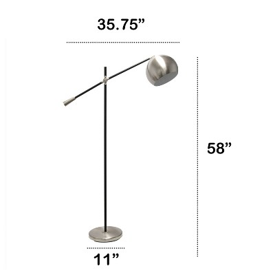 Edison Adjustable Gray 58'' Industrial Floor Lamp with Dome Shade