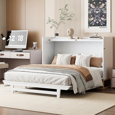 Whisen Modern Design Queen Size Murphy Bed, Folded into a Cabinet with Iron Legs