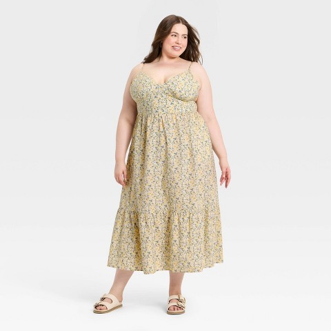 Женские платья Universal Thread Women's Pullover Maxi A-Line Dress - Universal Thread™ Yellow/Green Floral XXL