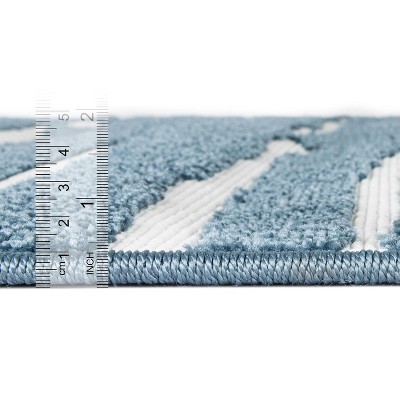 Coastal Breeze Blue Stripe 8' x 10' Synthetic Outdoor Rug