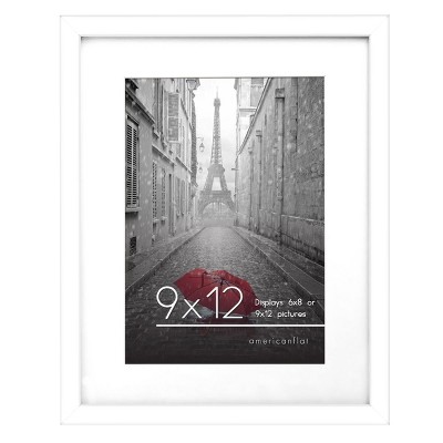 Americanflat Picture Frame in White MDF / Shatter Resistant Glass Horizontal and Vertical Formats for Wall - 9" x 12"
