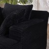 TinyHomie Oversized Chaise Longue Chair Indoor, Modern Upholstered Corduroy Deep Seat Sofa Bed with Throw Pillows and Armrests, Black - 4 of 4