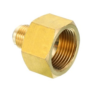 Unique Bargains Fit Air Gas Line Refrigeration Brass SAE 45 Degree Flare Plumbing Connectors - 1 of 4