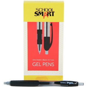 School Smart Retractable Gel Pens with Grip, Black Ink, Pack of 12 - 1 of 4