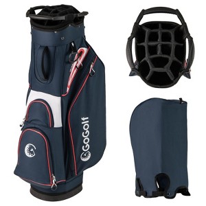 Costway Golf Cart Bag Lightweight & Portable Golf Bag with 14-Way Top 6 Pockets Rain Hood Gray/Navy/Black - 1 of 4