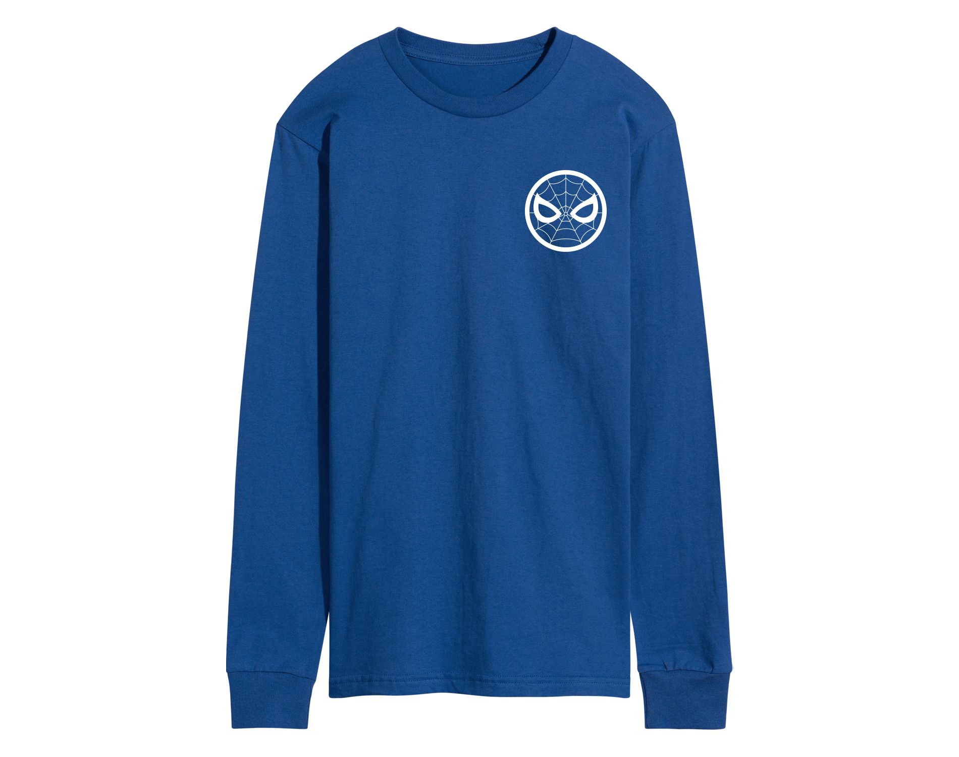 Men's Marvel Spiderman Deck The Walls Long Sleeve Graphic T-Shirt - Royal Blue - 2 X-Large