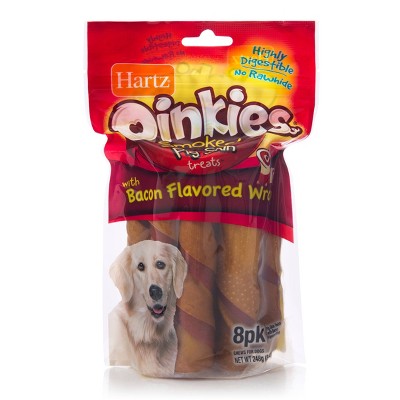 Hartz Oinkies Bacon Wrapped Pig Skin Twist Jerky Chews Dog Treats - 8ct