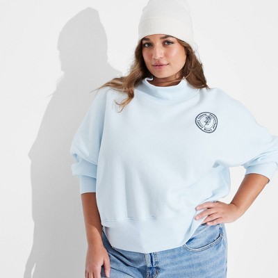 Women's Mock Turtleneck Sweatshirt - Wild Fable™ Light Aqua Blue XXL