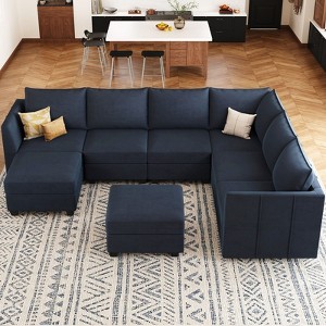 Belffin U-Shaped Modular Sectional – Storage Ottoman System & Pet-Resistant Velvet - 1 of 4