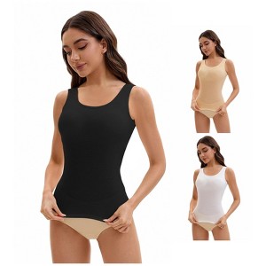 INSPIRE CHIC Women's 3 Pcs Wide Strap Built-In Padded Bras Casual Tank Camisoles - 1 of 4