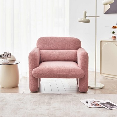 MAYEERTY Modern Lamb Fabric Loveseat Sofa Solid Wood Frame Toss Pillow Included