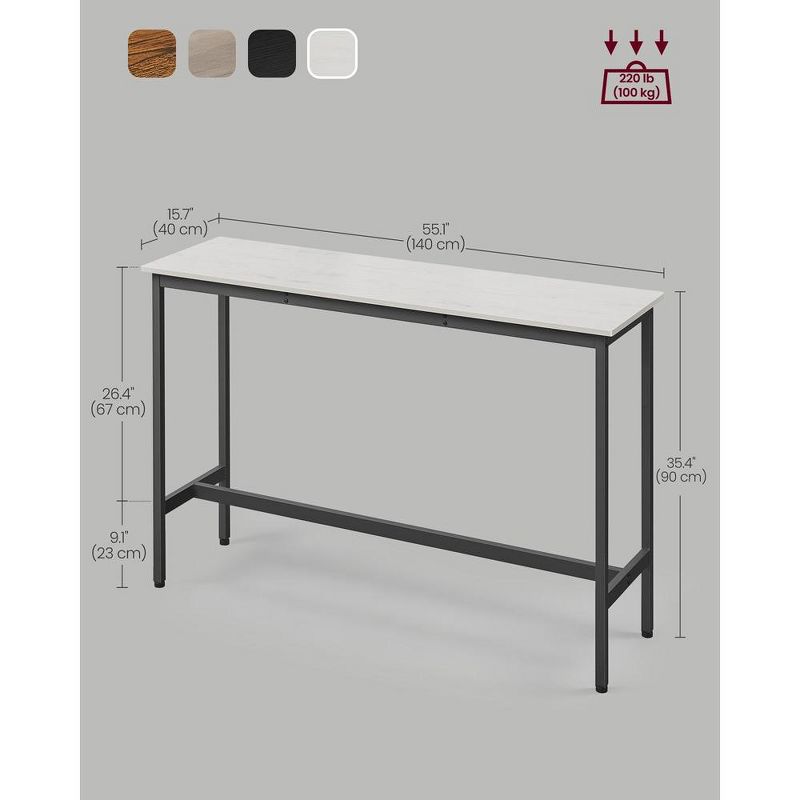 VASAGLE, Narrow Long Bar, Kitchen Dining, High Pub Table, Sturdy Metal Frame, Industrial Design, 15.7 x 55.1 x 35.4 Inches, 4 of 7