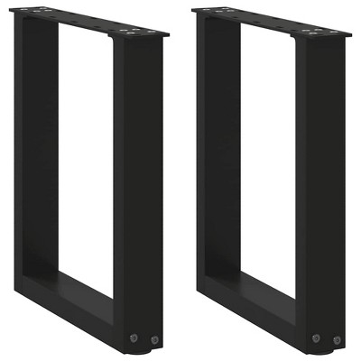 vidaXL Coffee Table Legs - u-Shaped Black Steel - Customizable Furniture Supports for Living Room or Patio with Adjustable Height 11" x(16.5"-16.9")